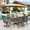 59" x 35" Patio Table-Beige, variant on 8-Piece Outdoor Patio Dining Set with 13ft Beige Umbrella, 59" Metal Patio Table and Textilene Chairs(2 Swivel, 4 Dining Chairs) for 6 People, Black & Brown-gray