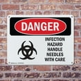 thumbnail image 4 of (2 Pack) Infection Hazard Handle Needles With Care OSHA Danger Sign 18 Inch X 12 Inch Indoor / Outdoor Rust-Free Aluminum Metal Signs for Workplace, Workshop, and Construction Site,, 4 of 8