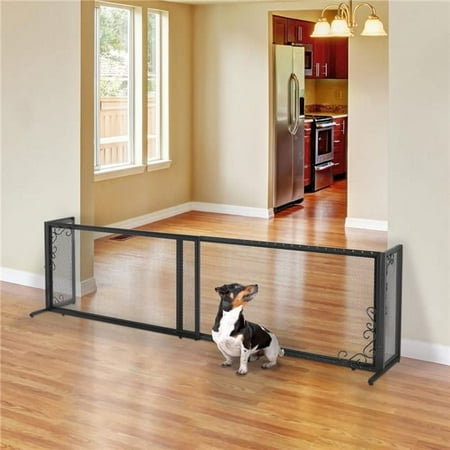 UPC: 0803840949467 | Richell 94946 40-71 x 18 x 20 in. Freestanding Metal Mesh Pet Gate – Black – Large