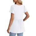 thumbnail image 4 of White Womens Tops Womens Summer Tops Short Sleeve Shirts Puff Sleeve Peplum Tops V Neck T Shirts Shirts for Women, 4 of 5