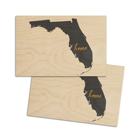 

Florida Home State Gray on White (4x6 Birch Wood Postcards 2-Pack Stationary Rustic Home Wall Decor)