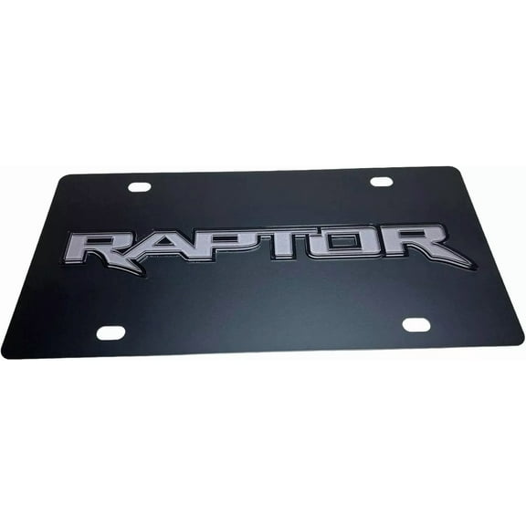 Ford Raptor 3D Stealth Matte Monochromatic Black License Plate Official Licensed