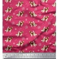 thumbnail image 1 of Soimoi Pink Moss Georgette Fabric Bird,Paw & Cocker Spaniel Dog Print Fabric by Yard 42 Inch Wide, 1 of 3