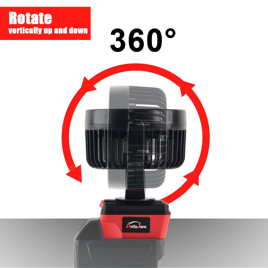 Portable Cordless Fan Fit for Milwaukee Battery, Battery Powered 360° Roating Fan Brushless Motor with 2 USB Charging Interface For Household, Office, Camping (No Battery)