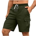 thumbnail image 3 of Summer Cargo Shorts for Men Casual Solid-Color Work Short Pants with Drawstring Elastic Waistband and Pockets, 3 of 9