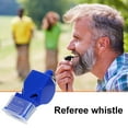 thumbnail image 2 of CSChome High Decibels Whistle Referee Whistle Set - 2Pcs, Mouthguard, Lanyard, Loud Sound, Professional Outdoor Training Whistle, 2 of 7