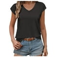 thumbnail image 1 of Yuyuzo Hauts à Œillets pour Femmes Été Manches Courtes Tunique Col en V Ample Ajustée Décontractée Blouses, 1 of 7