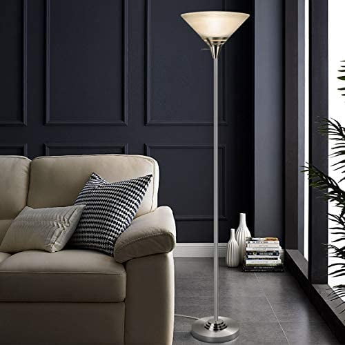 Oneach Modern Torchiere Floor Lamp 150 Watt Light With Frosted Glass Shade For Reading Living Room And Bedroom Silver Com Oneach Modern Torchiere Floor Lamp 150, 3 Way Floor Lamps For Living Room