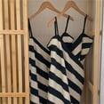 thumbnail image 3 of Mid-Length Striped Coral Fleece Bath Towel Wrap Skirt - Wearable Cover-Up for Shower, Beach, Pool - Soft & Absorbent, 3 of 4