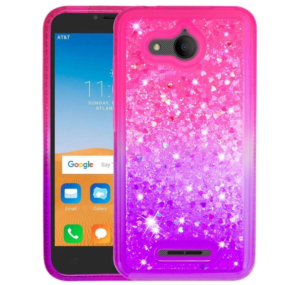 FIEWESEY For Alcatel Tetra 5041C Phone Case Glitter Case Gradient Quicksand Series TPU Bumper Cushion Reinforced Corners Protective Bling Liquid Girls Women Case for Alcatel Tetra 5041C - Pink+Purple