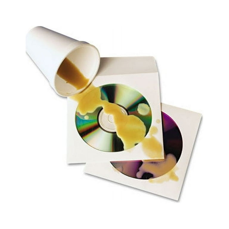 Tech-No-Tear Poly/Paper CD/DVD Sleeves, 1 Disc Capacity, White, 100/Box Tech-No-Tear Poly/Paper CD/DVD Sleeves, 1 Disc Capacity, White, 100/Box