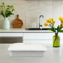 LOLIPPYY Enamel Roasting Pan with Lid White High Temperature Resistant Non Stick for Oven and Grill