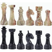 Radicaln Marble Chess Pieces Black & Multi Green 3.5 Inch King Figures Handmade Board Games for Adults - Staunton Tournament Chess Set - 32 Chess Pieces Marble Chess Set