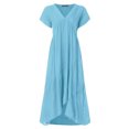 thumbnail image 3 of ZANZEA Femmes Robe Longue V-Cou Manches Courtes Solides Robes Maxi Décontractées, 3 of 5