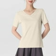 thumbnail image 2 of Kaemgyyd Workout Tops for Women Solid Color Short Sleeve Loose Basic T-Shirts Fashion V Neck Athletic Gym Casual Shirts, 2 of 5