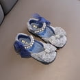 thumbnail image 6 of LNMQLPDBS Toddler Girl Shoes Glitter Sequins Bow Decoration Performance Dance Shoes for Girls Pearl Shining Kids Princess Shoes Dress Shoes for Party and Wedding Blue 23, 6 of 6