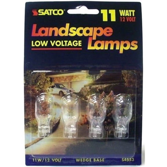 Satco S4553 - 11 watt miniature; T7; 1000 average rated hours; Mini Wedge base; 12 volts