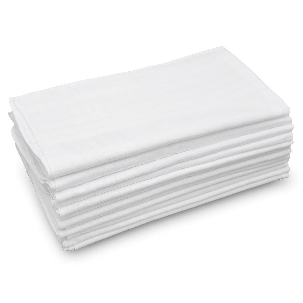 GB Collection GB Men's Handkerchiefs 100 Cotton Solid White with