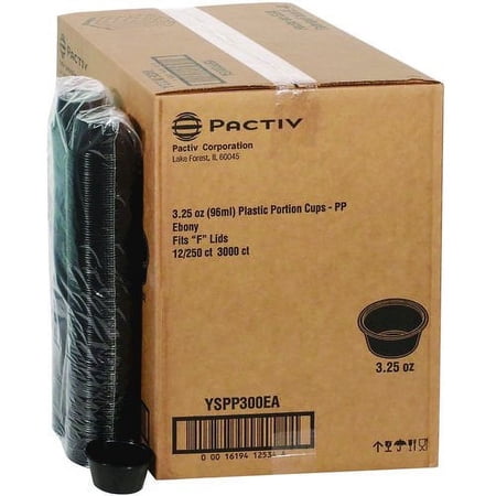 Pactiv Plastic Portion Cup, 3.25 oz, Black, 3,000/Carton