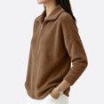 thumbnail image 5 of Sewkxo Women's Lightweight Warm Zip Up Long Sleeve Soft Plush Jacket Casual Faux Fur Lapel Collar Zipper Coat Fall Winter Clothes,Brown XL, 5 of 5