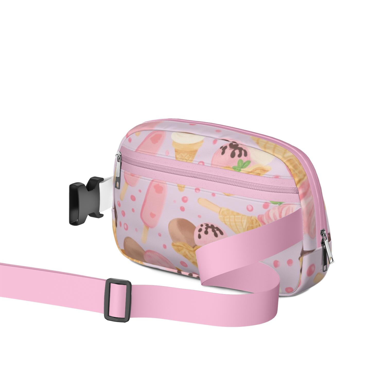 Cross Body Bag for Men&Women Waist Bag & Hip Bum Bag with Adjustable Strap for Casual Running Hiking Cycling Ice Cream Sporty Waist Pack
