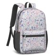 thumbnail image 2 of 17 Inch Lightweight Backpack,PVC Waterproof Oxford Fabric, Ergonomically Designed, with Large Capacity, Floral Flowers Print, 2 of 5