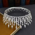 thumbnail image 4 of Zhuge Tiara de boda para novia, diadema de princesa, corona de novia, joyería para el cabello con diamantes de imitación de cristal, decoración para novia, cumpleaños, graduación, boda (plateada), 4 of 5