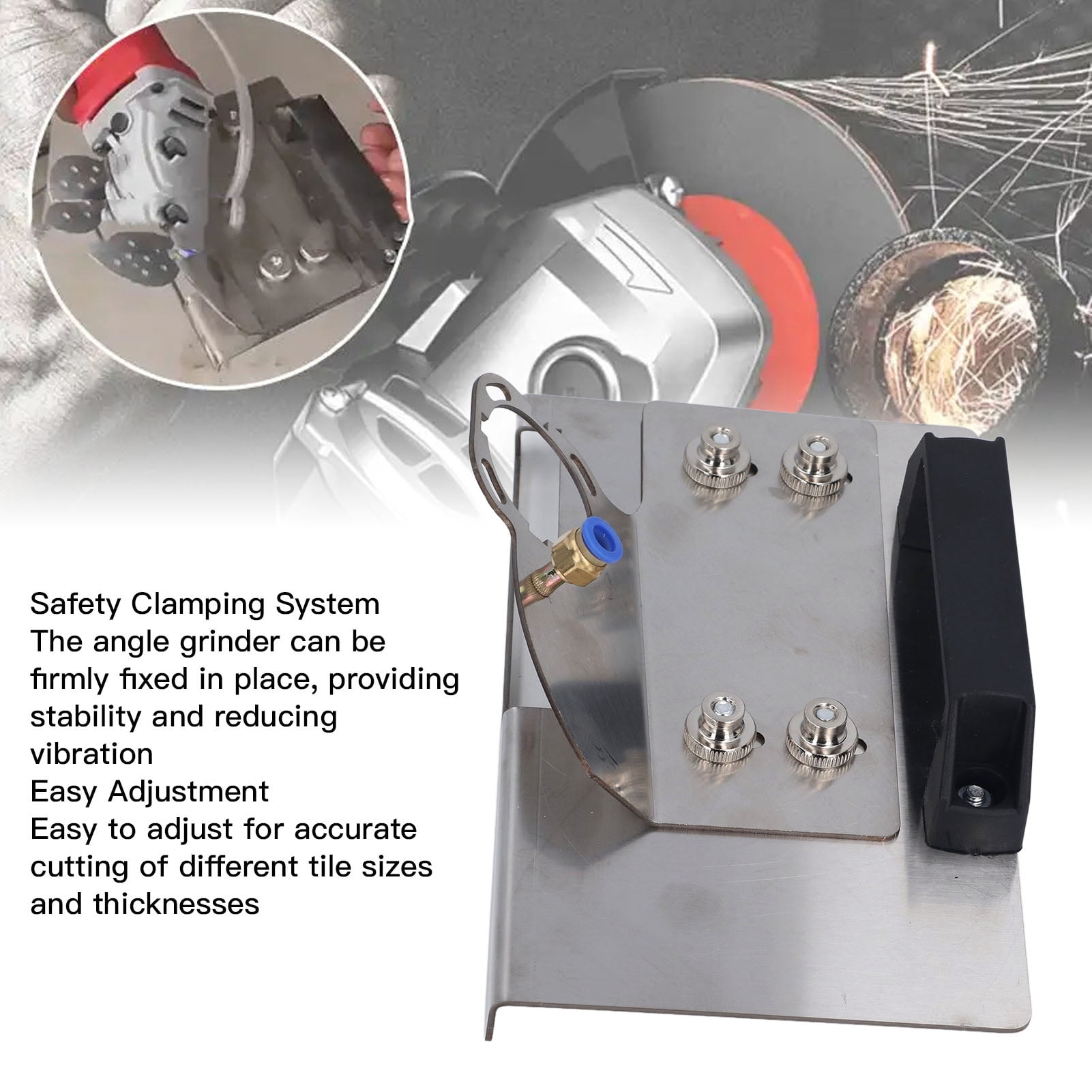 LAZIOEGR Premium Stainless Steel 45 Degree Angle Grinder Stand Precision Tile Chamfer Cutting Bracket Holder Heavy Duty Portable Power Tool Accessory Set with Installation Hardware