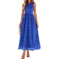 thumbnail image 2 of Women'S Summer Dresses Sleeveless Crewneck A-Line Boho Lace Eyelet Tank Maxi Dress with Pockets Blue L, 2 of 10