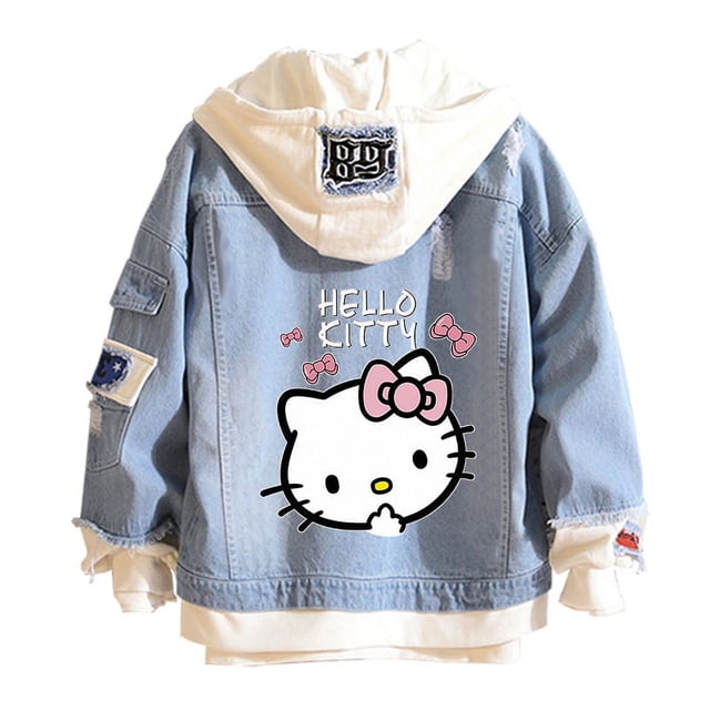 Women and men Cowboy Jacket Hello Kitty Hoodie Spring and Autumn KT Cat Sweet Top FJH