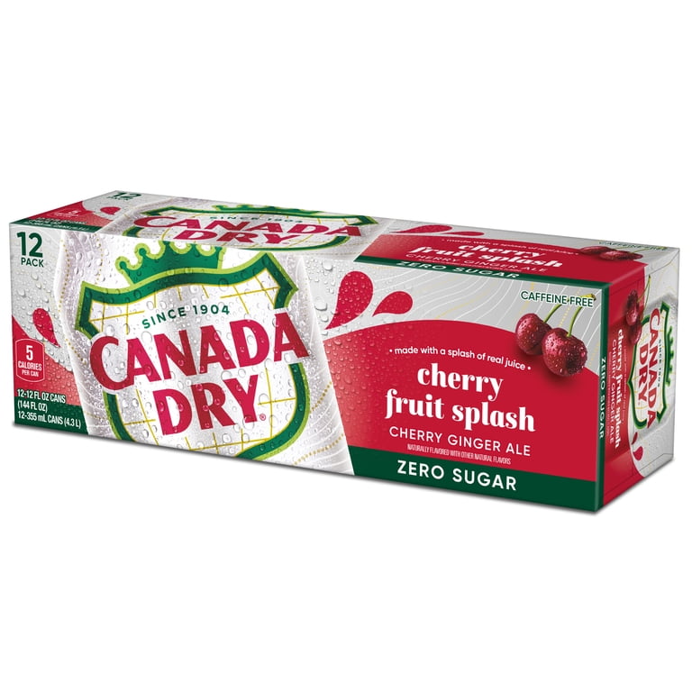 Canada Dry Zero Sugar Cherry Ginger Ale, Caffeine Free with Splash