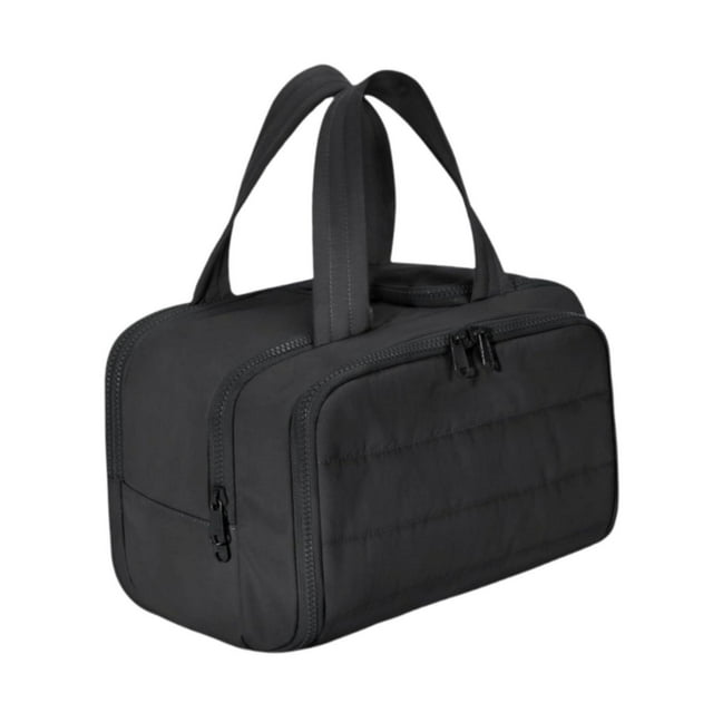 Neceser de viaje, neceser de maquillaje con cremallera, organizador de maquillaje, accesorios de viaje Negro