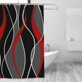 thumbnail image 7 of HVEST Black and Red Geometric Shower Curtain with Abstract Black Gray Line Design - Modern Minimalist Bathroom Decor, Waterproof Polyester Fabric, Includes 12 Hooks, 72x72 Inches, 7 of 7