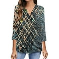 thumbnail image 2 of gakvbuo 3/4 Length Sleeve Shirts Womens Tops Collared V Neck Casual Plus Size Tunic Tops To Wear With Leggings Loose Shirt Work Business Blouses For Women, 2 of 6