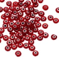 thumbnail image 1 of Cuentas planas de ojo malvado Uxcell de 6mm, 100 piezas de cuentas de encanto de ojo turco en forma redonda para pulseras y collares de arte DIY, Rojo, 1 of 6