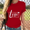thumbnail image 5 of Women's Valentine's Day T-Shirt Cute Heart Letter Print Tee Shirts Crewneck Short Sleeve Basic Top, 5 of 7
