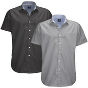 Visive Mens Big & Tall Dress Shirt 2-Pack - Oxford Short Sleeve Button Down - Modern Fit - Breathable Material - Variety of Colors - Perfect for Business, Casual & Vacation - Sizes S - 4XL For Big Men