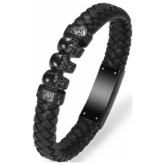 Urn Cremation Jewelry Skull Urn Bracelet for Ashes Keepsake Memorial Bangle Braided Leather Wristband Cremation Bracelet for Men Women