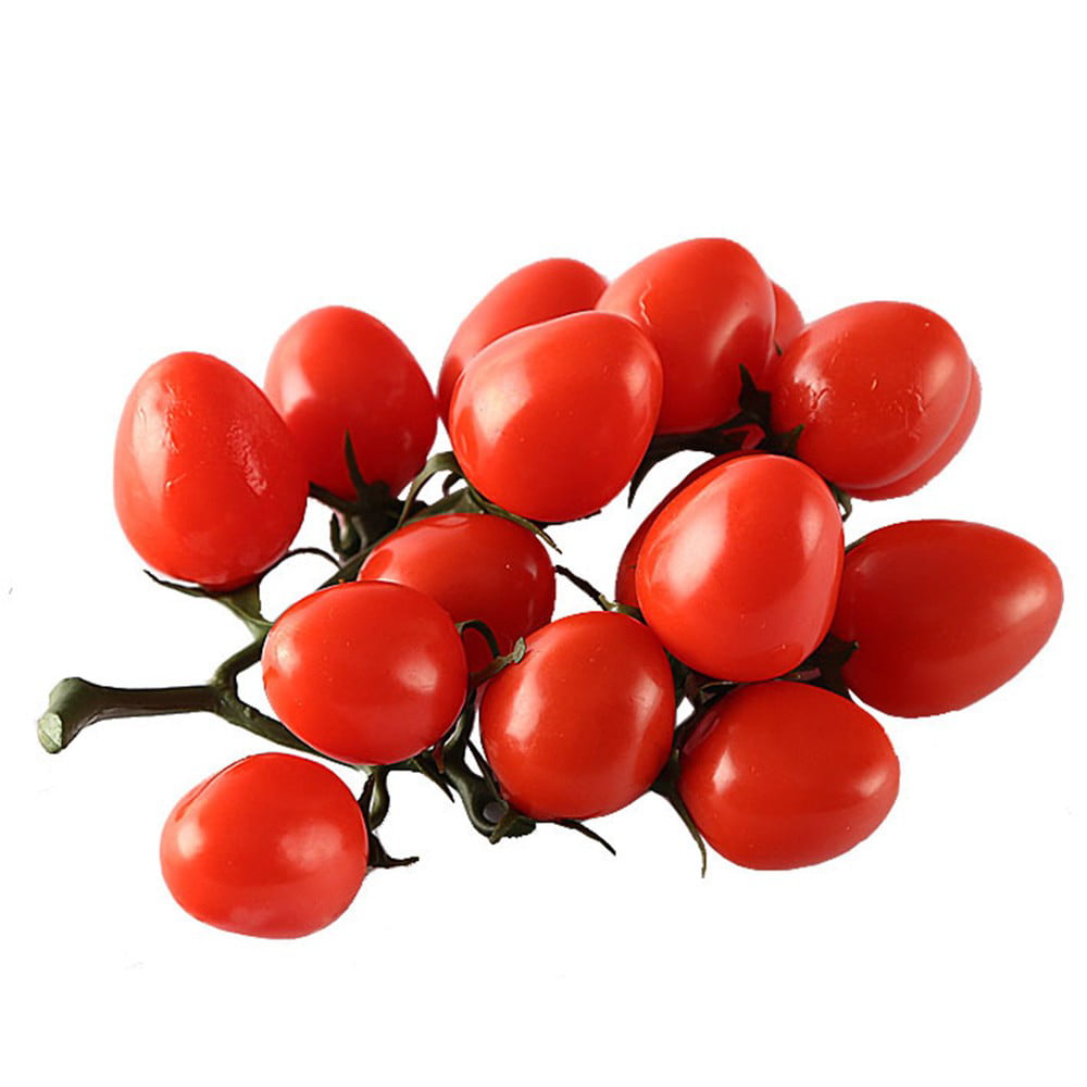 Zzooi 2PCS Artificial High Simulation Cherry Tomatoes Display Props Faux Cherry Tomatoes Cabinet Showcase Decor