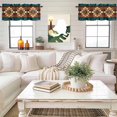 thumbnail image 4 of Green Brown Pattern Valance Curtain Retro Bohemian Square Abstract Geometric Window Valances Rod Pocket Short Curtains Window Treatments for Kitchen Bedroom Bathroom Laundry 60" x 14", 4 of 9