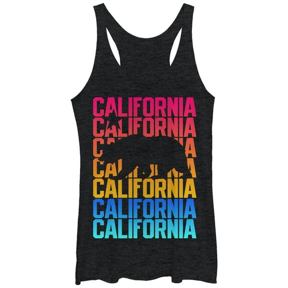 Women's Lost Gods Bear California Racerback Tank Top Black Heather Medium