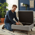 thumbnail image 5 of 34" Gray Polyester Mid-Century Rectangula Storage Ottoman with Lift-Up Lid, 5 of 8