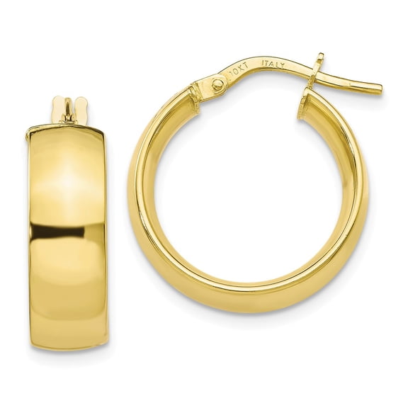 10K Yellow Gold Earring Hoop Women'S 20 mm 13 Polished Earrings