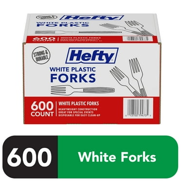 Hefty White Plastic Forks, 600 Count