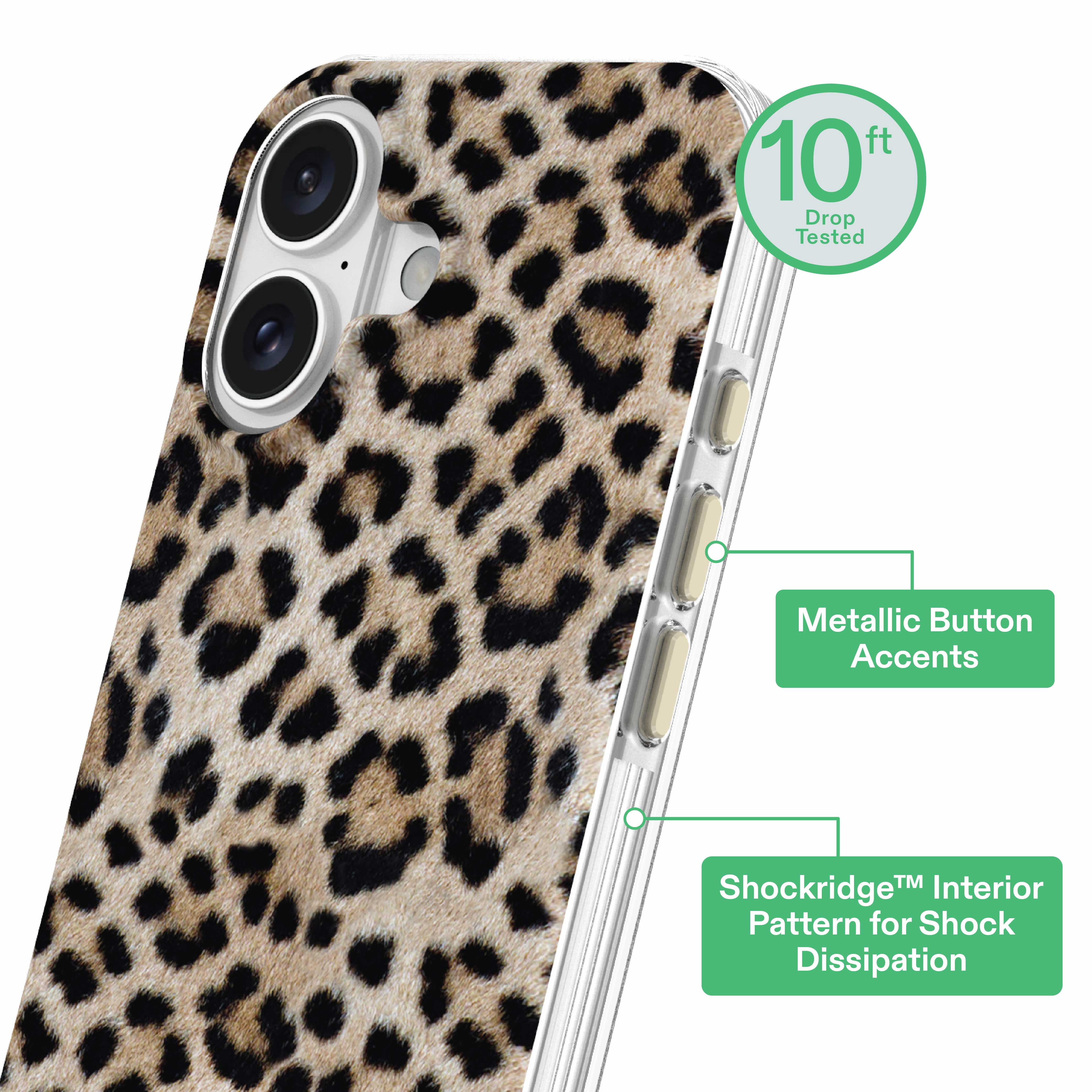 onn Phone Case for iPhone 17, MagSafe Compatible - Cheetah Print