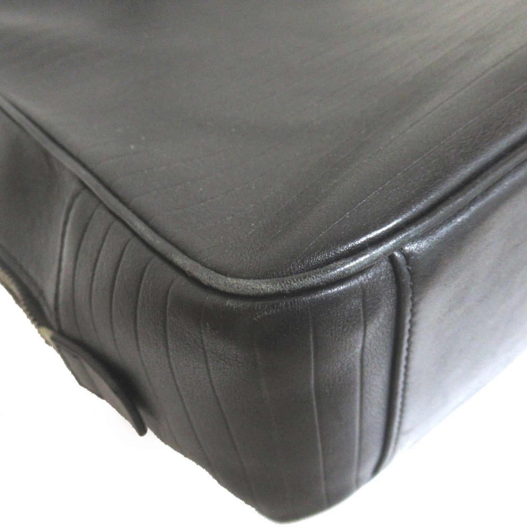 Pre-Owned DIOR HOMME Leather Briefcase Business Bag with PC Pocket, Black, Men's