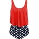 thumbnail image 2 of Traje de baño de bikini para mujer, de cintura alta, con control de abdomen, dos piezas, tankini, top con volantes y parte inferior de baño, trajes de baño, 2 of 2