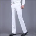 thumbnail image 3 of Pantalones de traje ajustados para hombre, de poliéster trenzado, color blanco, para verano, antiarrugas, ropa de diseño, ropa de trabajo, 2024, 3 of 5