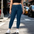 thumbnail image 7 of LEAVINGSUO Stretchy Jeans for Women Plus Size Elastic Waist Pocket Full Length Denim Pant Blue XL, 7 of 7