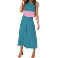 thumbnail image 2 of Roylamp Women's Summer 2 Piece Outfits Round Neck Crop Basic Top Cropped Wide Leg Pants Set Jumpsuits High quality, 2 of 5